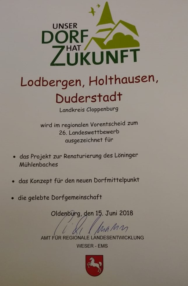 Urkunde Landeswettbewerb 2018